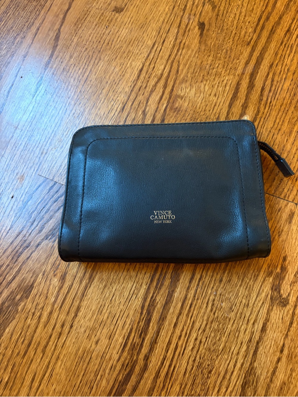 Vince Camuto Black Leather Zip-Around Wallet